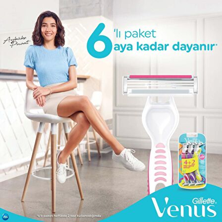 GİLLETTE VENÜS 3 BIÇAKLI RENKLİ KULLAN AT 4+2 AD